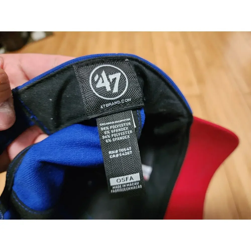 Texas Rangers Hat Cap Strap Back Blue Red MLB Baseball Adjustable Logo '47 OSFA